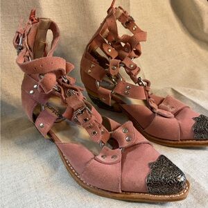 Campomaggi Rose Suede Strappy Studded Heels